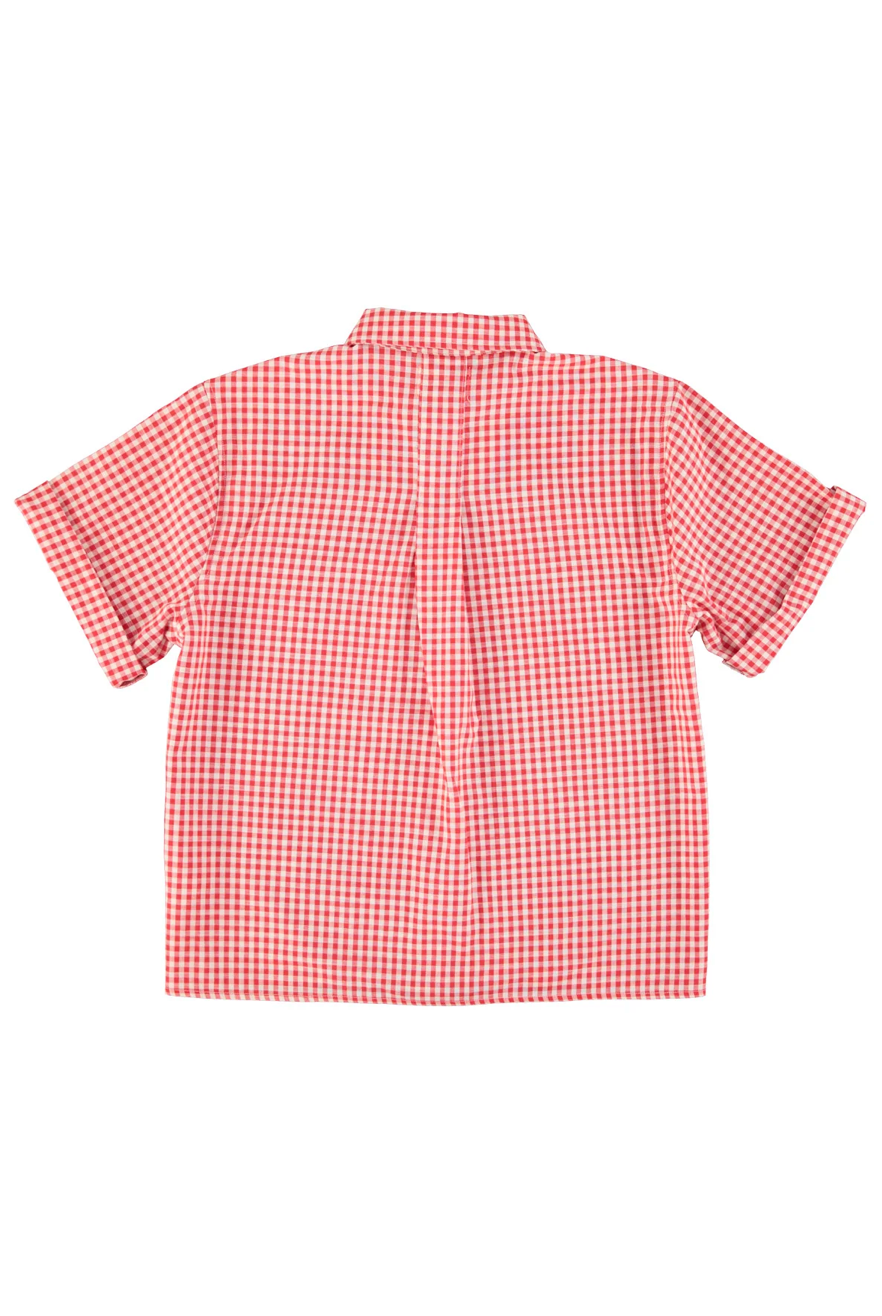 Sisters Department - Damen Bluse rot-weiss Baumwolle (Bio)