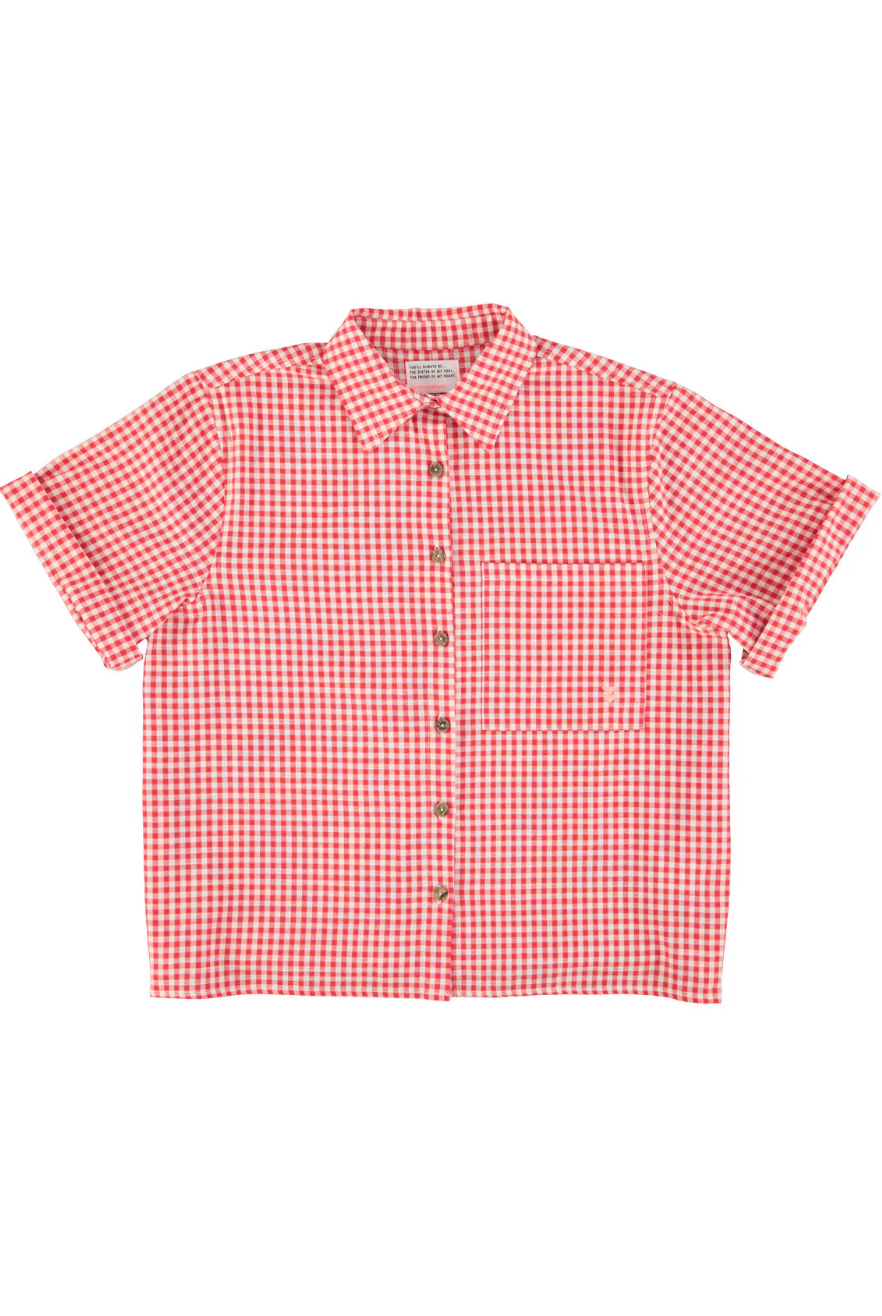 Sisters Department - Damen Bluse rot-weiss Baumwolle (Bio)