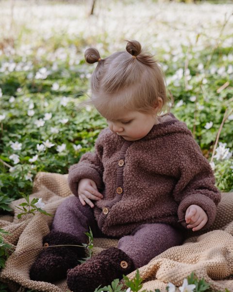 Smallstuff - Baby Jacke Boucle Merinowolle rosabraun