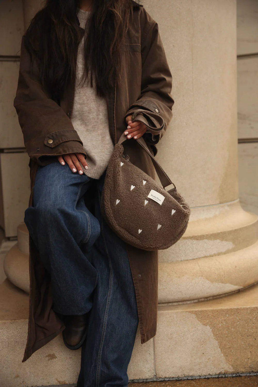 Studio Noos - Teddy Mom-Bag braune Gürteltasche mit Herzen