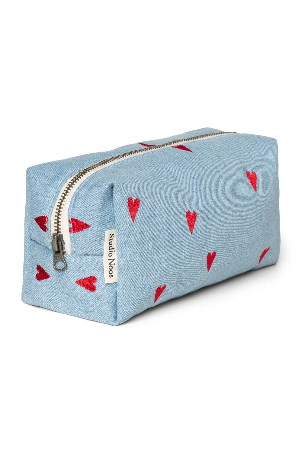 Studio Noos - Jeans Kosmetikltasche mit roten Herzen