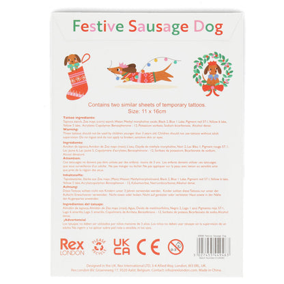 Rex London - Kinder-Tattoos „Festive Sausage Dog“