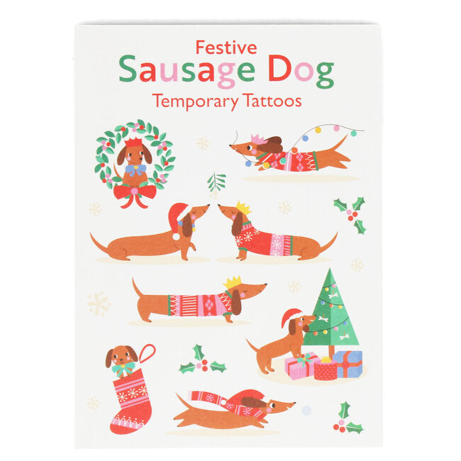 Rex London - Kinder-Tattoos „Festive Sausage Dog“