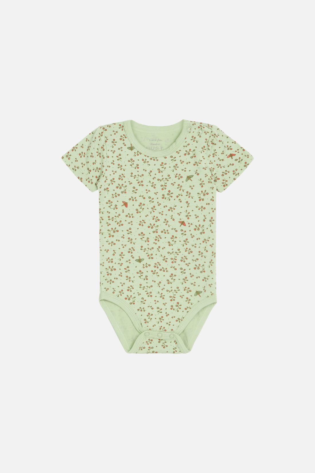 Hust & Claire - Baby Bambusbody kurzarm hellgrün mit Blumen