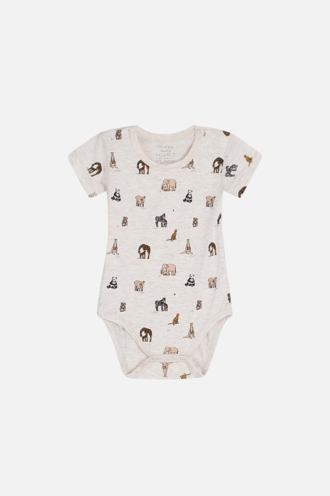 Hust & Claire - Baby Bambusbody kurzarm natur Safari