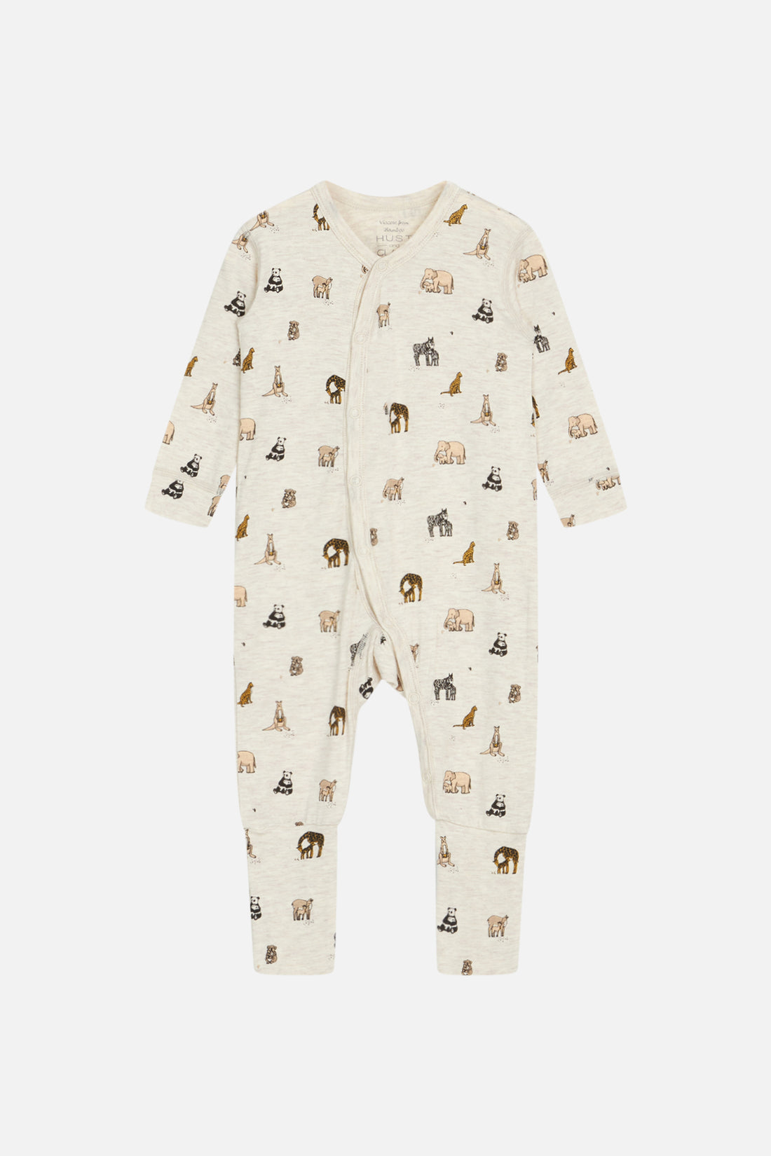Hust & Claire - Baby Bambusstrampler Mulle natur Safariprint