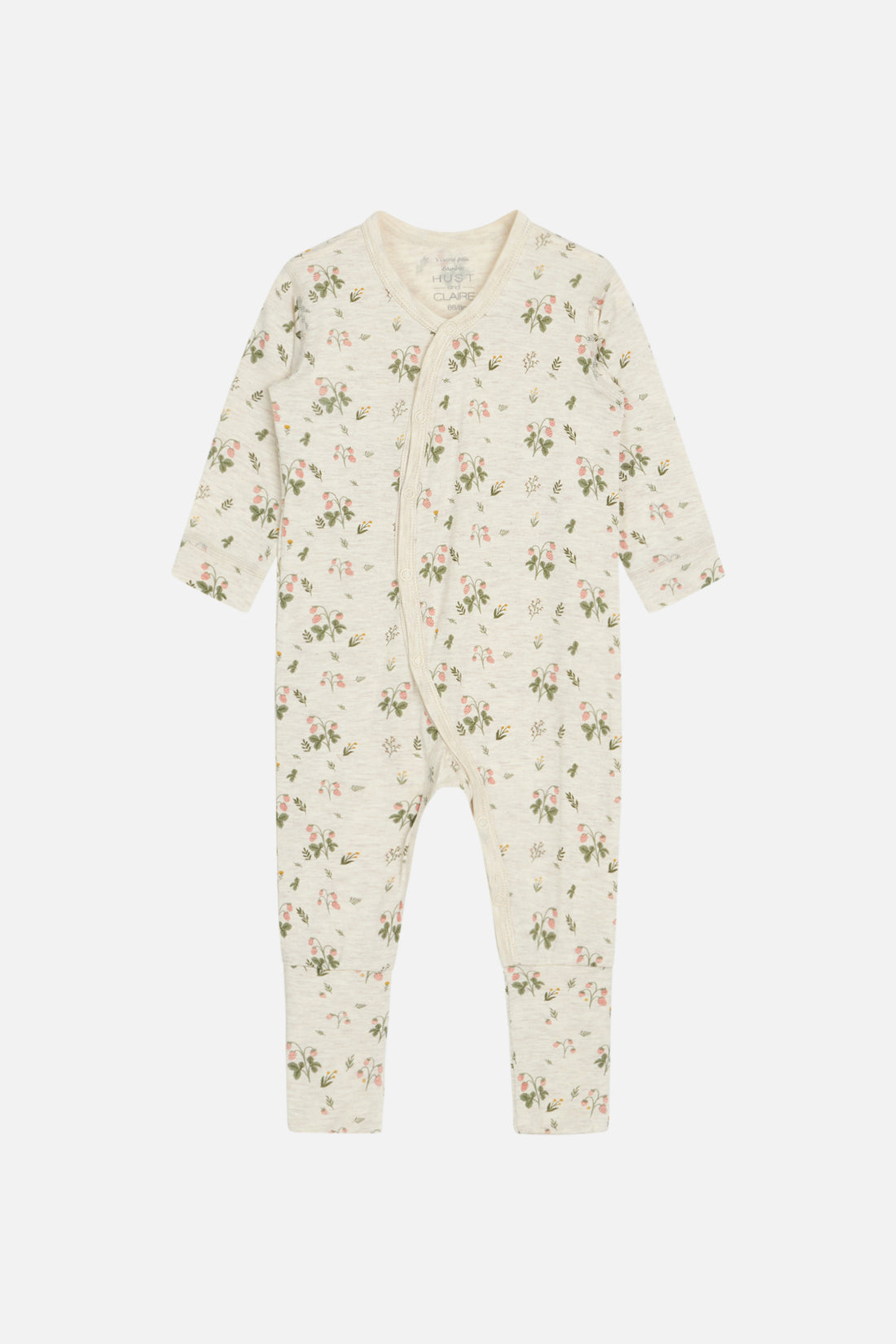 Hust & Claire - Baby Bambusstrampler natur mit Blumen