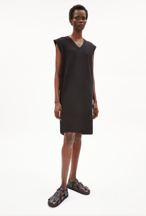 Armedangels - Ikaa Kleid ohne Arm V-Neck schwarz aus Biobaumwolle, fair produziert