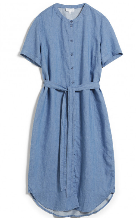 Blaues Kleid kurzarm aus Baumwollmix, fair produziert  von Armedangels