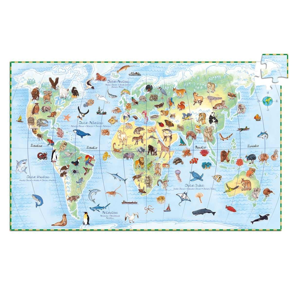 Wimmelpuzzle Tiere der Erde 200 Teile für Mädchen und Jungen fair produziert von Djeco
