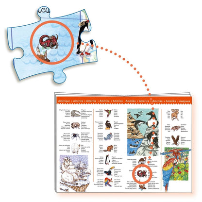 Wimmelpuzzle Tiere der Erde 200 Teile für Mädchen und Jungen fair produziert von Djeco