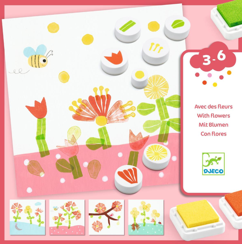 Djeco-DJ09950-Blumen-Stemplen-BAstelset