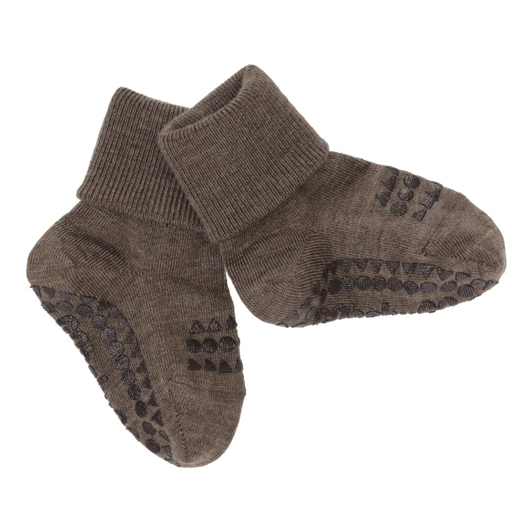 Stoppersocken Wolle braun, produziert in Europa von Go Baby Go
