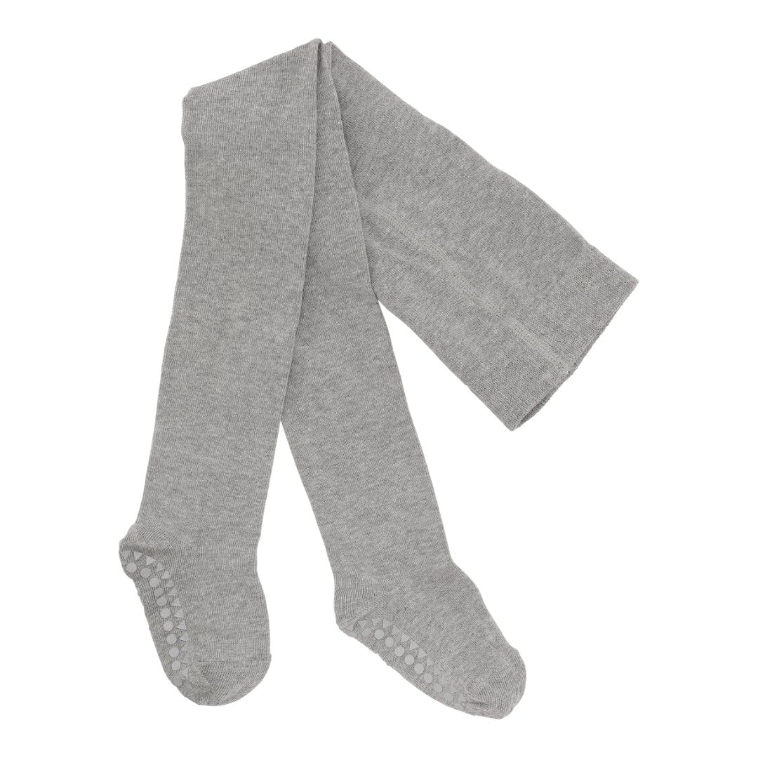 Rutschfeste Strumpfhose mit Stopper an den Füßen in grau aus Baumwolle-Polyester fair produziert von Go Baby Go
