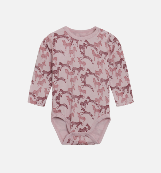 Hust &amp; Claire - Baby Body Langarm mit Zebra print rosa - AURYN Shop