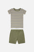 Hust & Claire - Kinder Schlafanzug kurzarm Streifen grün, kurze Hose aus Bambus