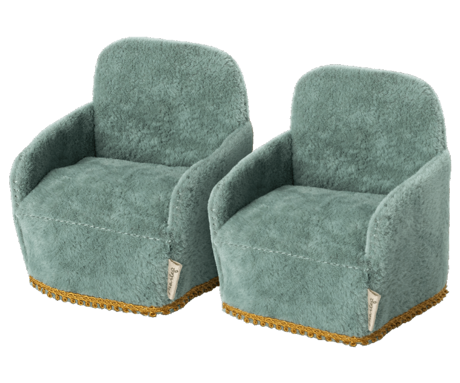Maileg - 2 Sessel in blau ideal fürs Puppenhaus