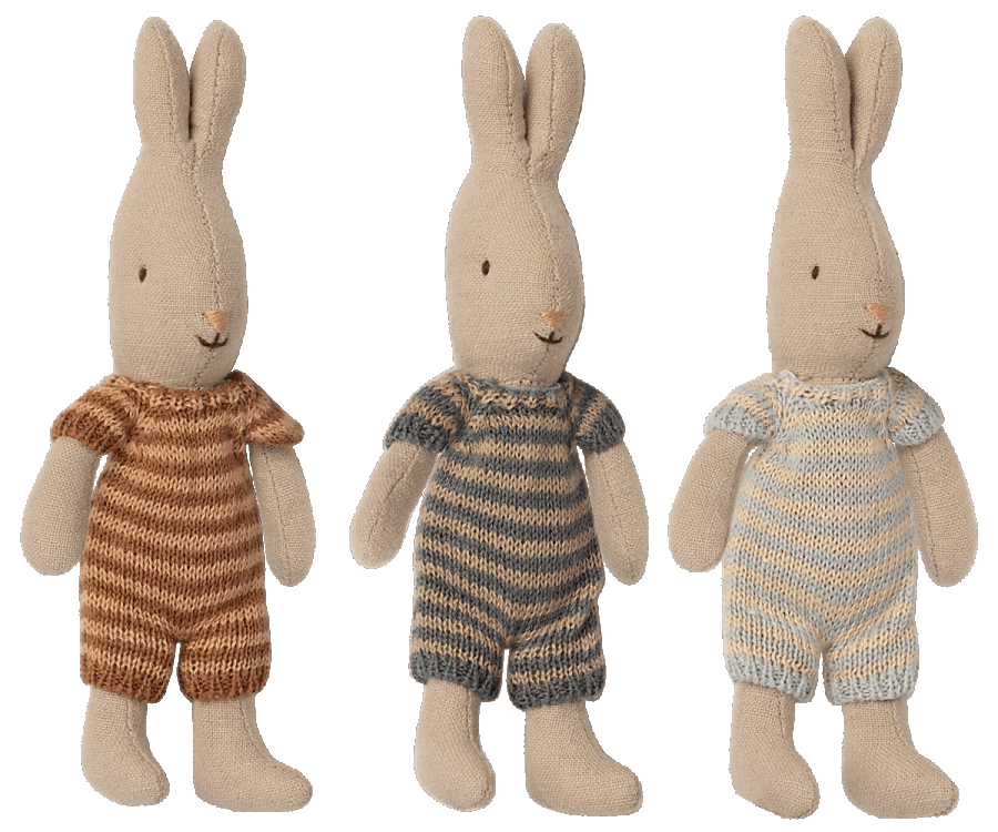 Kleiner Hase Baumwolle/ Leinen blau, fair produziert von Maileg, Stofftier für Mädchen und Jungen
