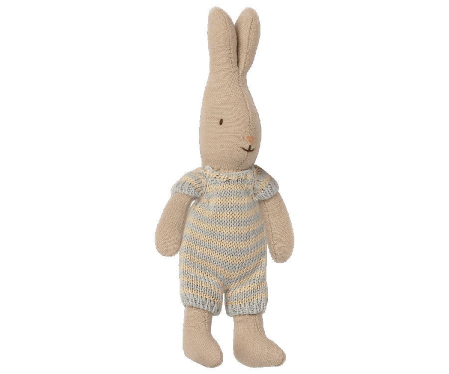 Kleiner Hase Baumwolle/ Leinen blau, fair produziert von Maileg, Stofftier für Mädchen und Jungen