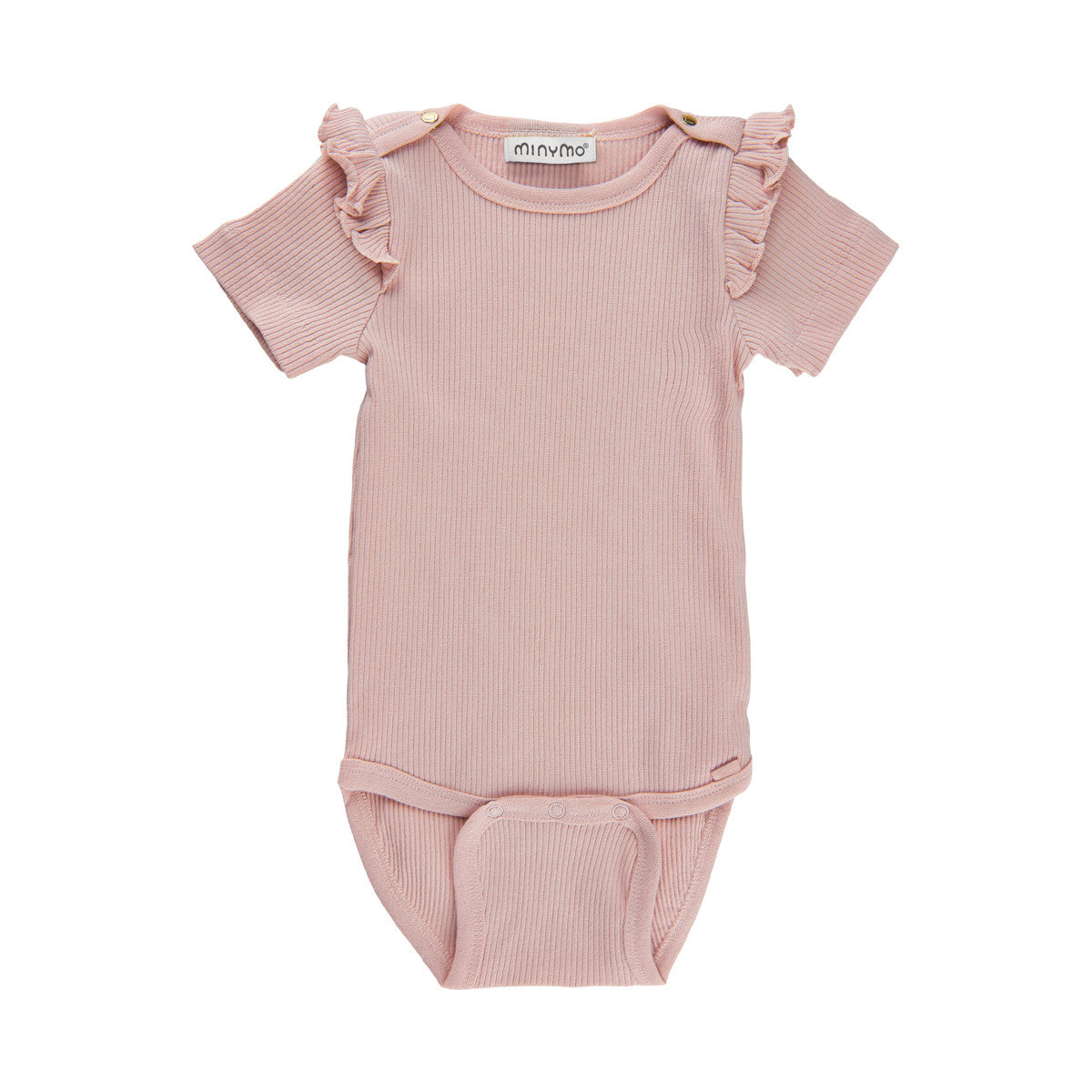 Babybody für Mädchen in rosa mit Rüschen aus Biobaumwolle, fair produziert von Minymo
