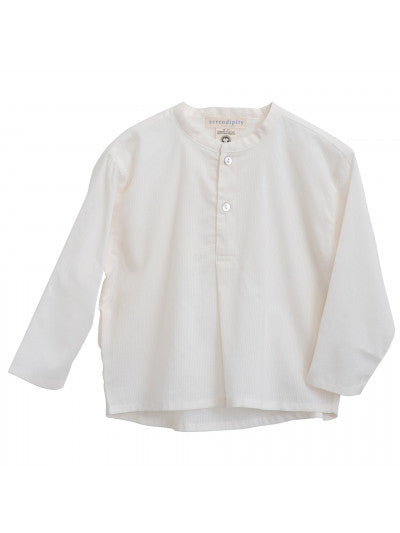 Serendipity - weißes Kinderhemd mit Stehkragen aus Biobaumwolle