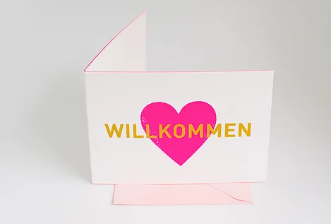 Von Rike - Klappkarte - Willkommen pink - AURYN Shop