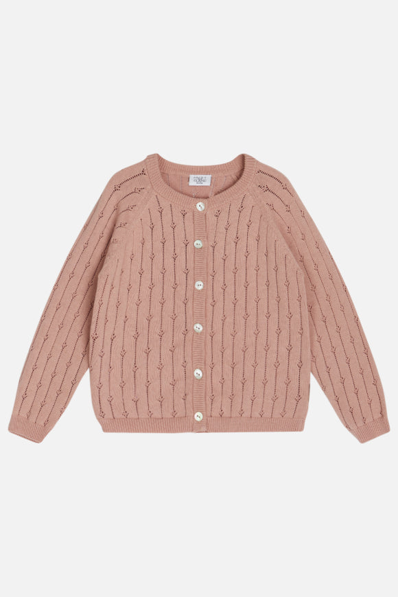 Cardigan aus weicher Baumwolle mit Lochmuster hergestellt aus 100 % Bio-Baumwolle von Hust & Claire.
