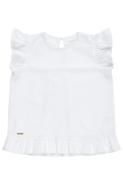 Leevje - T-Shirt aus Jersey mit Rüschenärmeln weiß - AURYN Shop