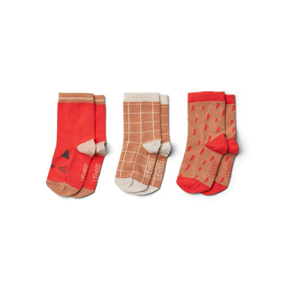 Liewood - Socken 3-er Pack Apfelrot Mix - AURYN Shop
