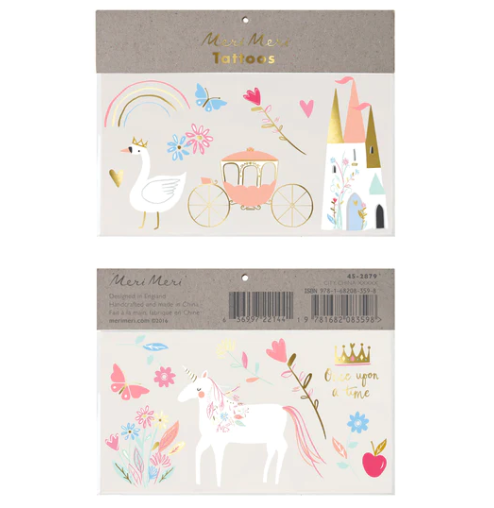 Diese temporären Tattoos von Meri Meri sind eine tolle Aktivität für eine Prinzessinnenparty oder einen regnerischen Tag.